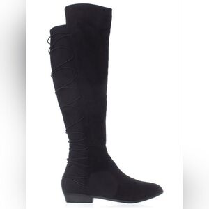 Material Girl Black Over the Knee Lace-Up Boots